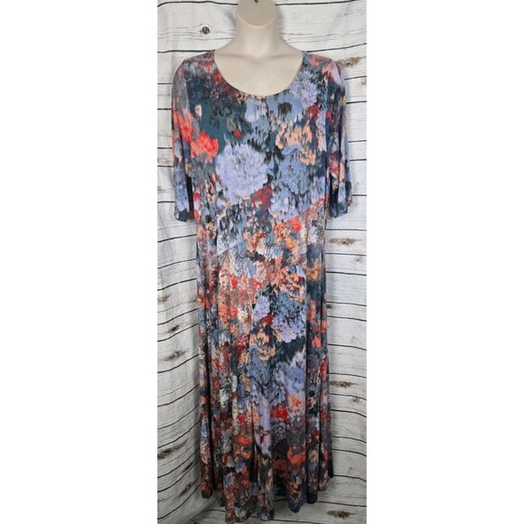 Soft Surroundings Nanette Floral Maxi Dress 2X Watercolor Jersey Knit - Picture 1 of 6